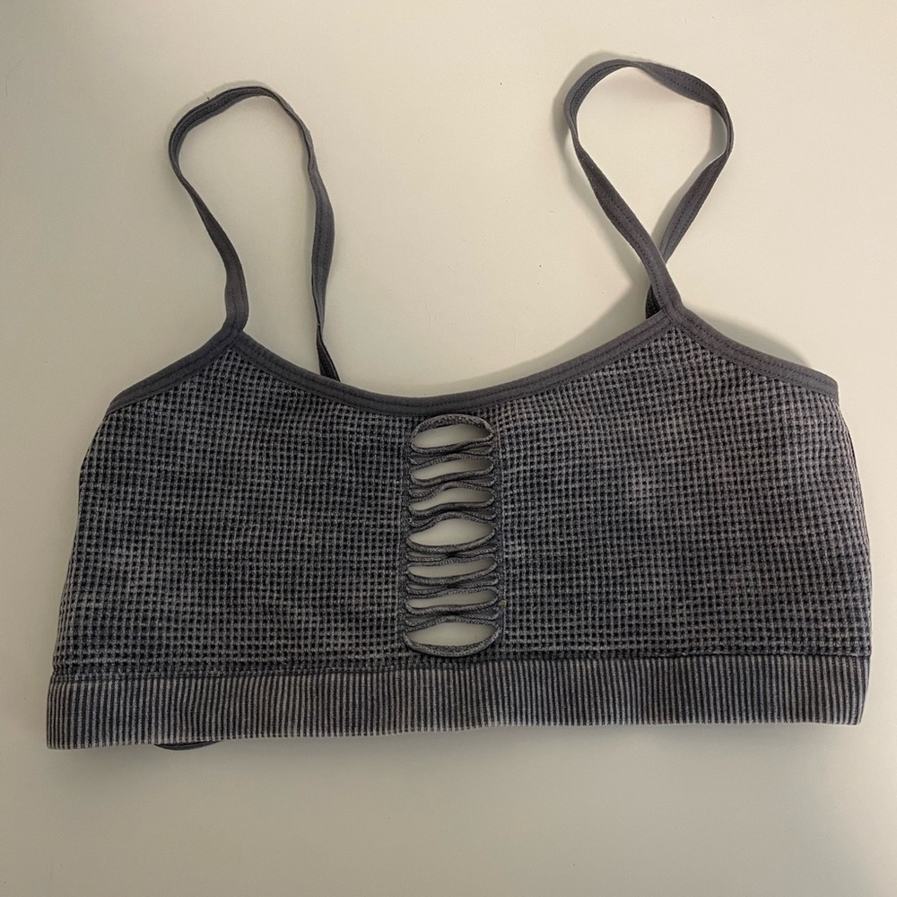 Light grey/navy distressed bralette top